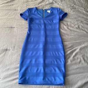 Blue dress with gold zipper